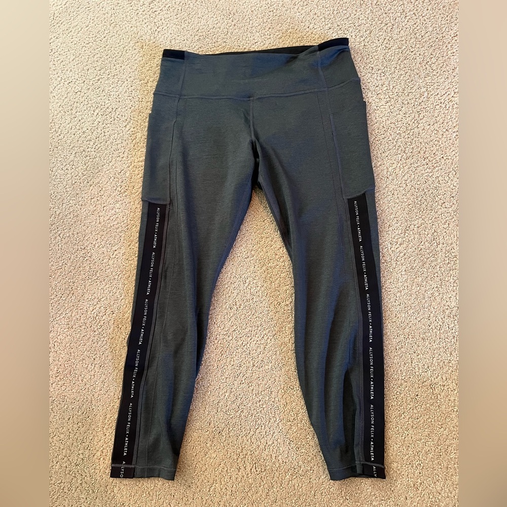 Athleta gray Athletic Allyson Felix Leggings with Side Stripes